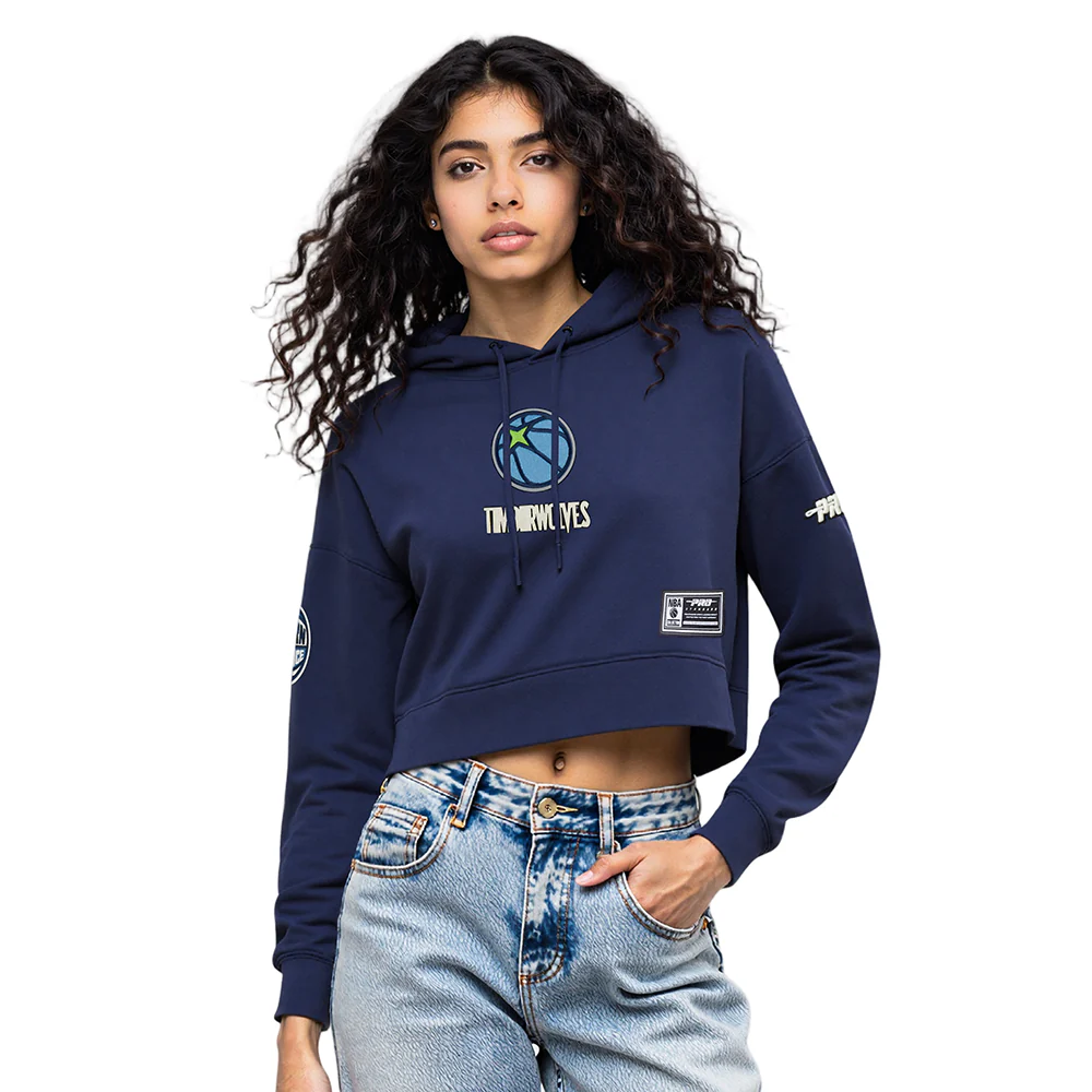 MINNESOTA TIMBERWOLVES MODERN ORIGINALS WOMEN'S FLC CROPPED PO HOO (MIDNIGHT NAVY)