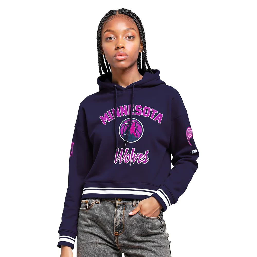 NBA MINNESOTA TIMBERWOLVES CITY EDITION 25-26 WOMEN'S RIB FLC CROPPED PO HOODIE (MIDNIGHT NAVY)