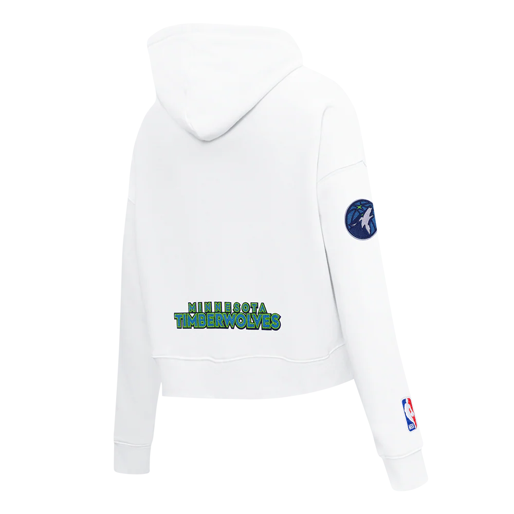 NBA MINNESOTA TIMBERWOLVES CLASSIC WOMEN'S FLC CROPPED PO HOODIE (WHITE) - Image 4