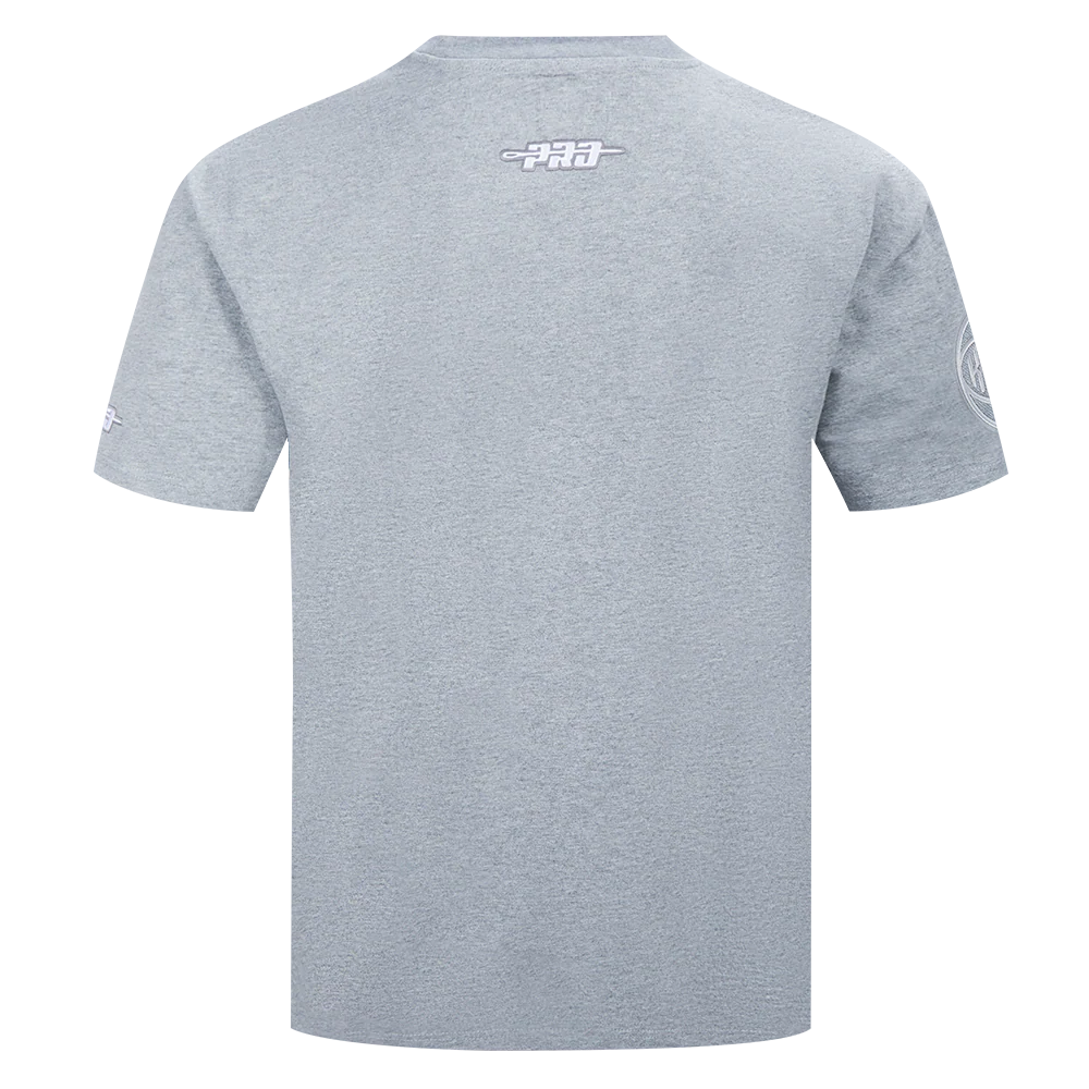 NBA NEW YORK KNICKS REVERSE FRENCH TERRY MEN'S COTTON JERSEY DROP SHOULDER TEE (DARK HEATHER GRAY) - Image 3
