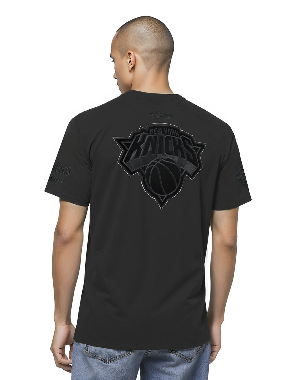 NBA NEW YORK KNICKS BLACKOUT MEN'S CJ DROP SHOULDER TEE (BLACK) - Image 2