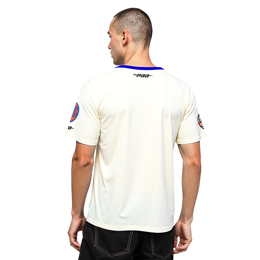 NEW YORK KNICKS MODERN ORIGINALS MEN'S RINGER TEE (EGGSHELL/ROYAL BLUE) - Image 2