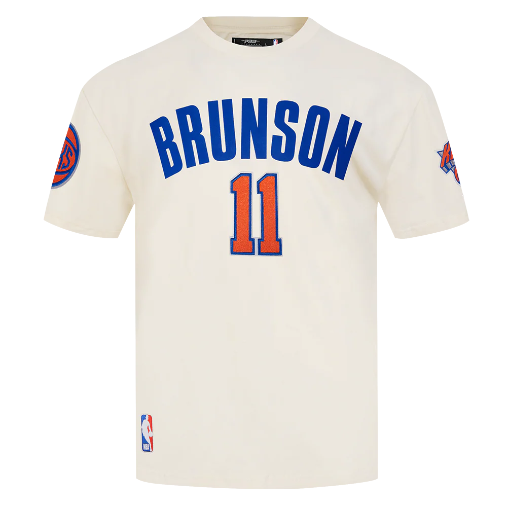 NBA NEW YORK KNICKS JALEN BRUNSON #11 CLASSIC PNN MEN'S SJ TAPING TE (EGGSHELL/ROYAL BLUE) - Image 3