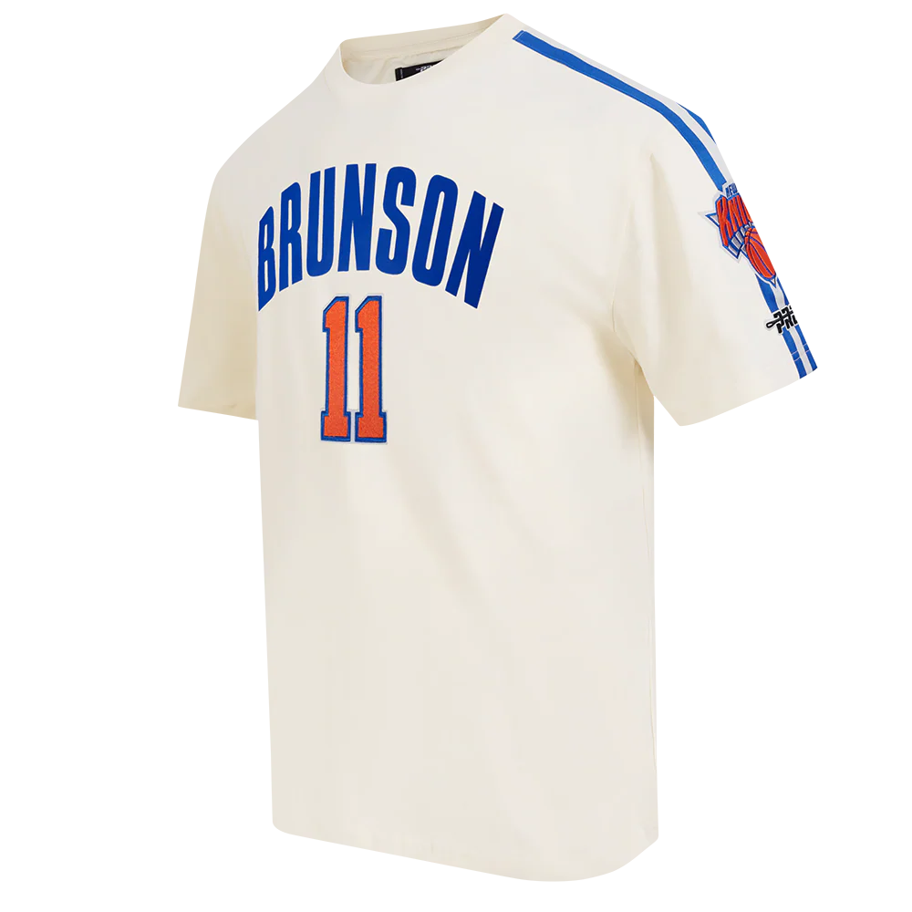 NBA NEW YORK KNICKS JALEN BRUNSON #11 CLASSIC PNN MEN'S SJ TAPING TE (EGGSHELL/ROYAL BLUE) - Image 4