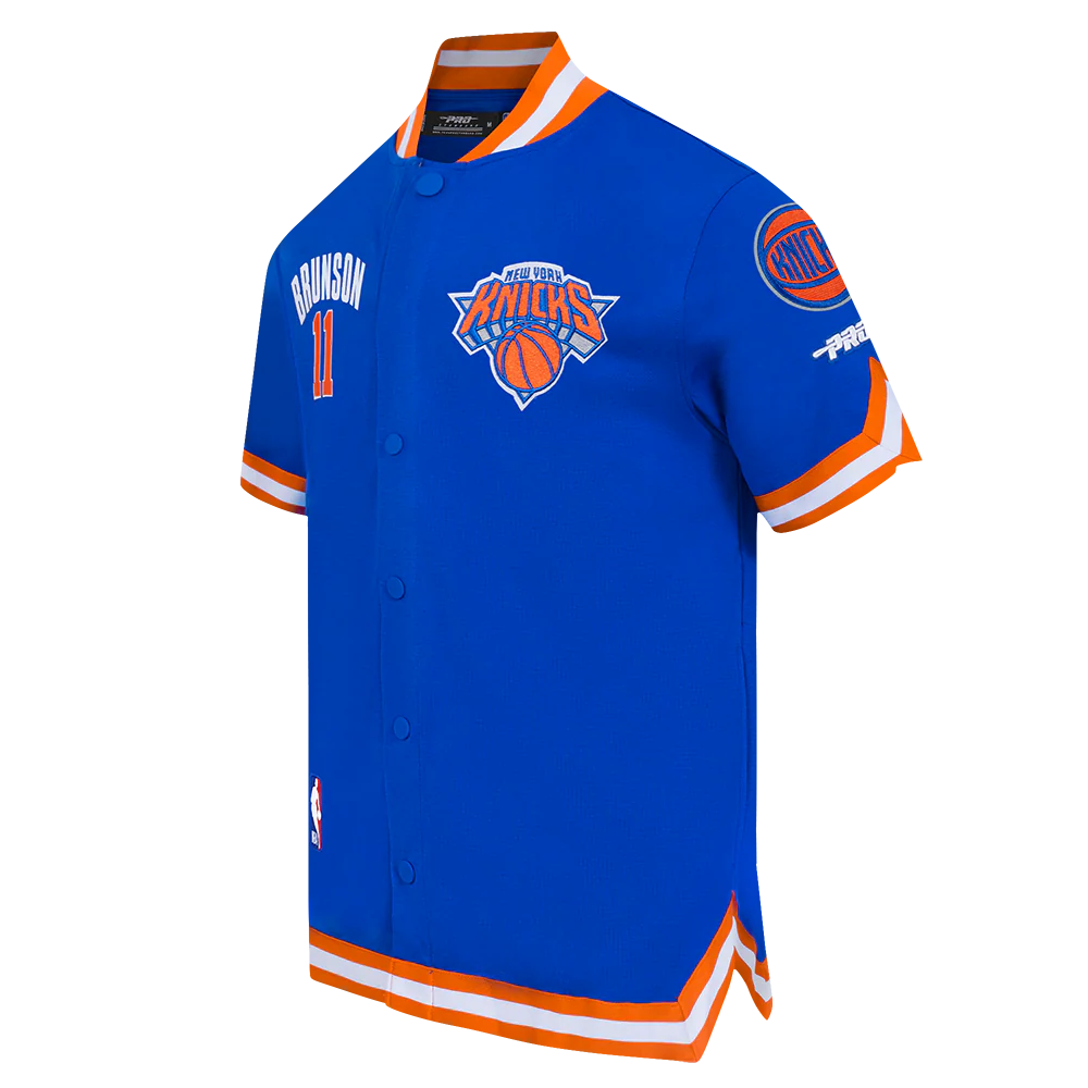 NBA NEW YORK KNICKS JALEN BRUNSON #11 CLASSIC PNN MEN'S DOUBLE KNIT JACKET (ROYAL BLUE/ORANGE) - Image 2