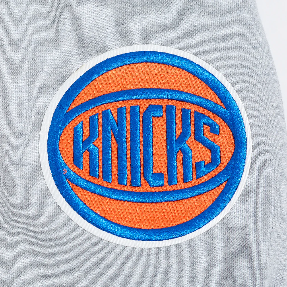 NBA NEW YORK KNICKS CREST EMBLEM MEN'S RIB PO HOODIE (HEATHER GREY/ROYAL/ORANGE) - Image 7