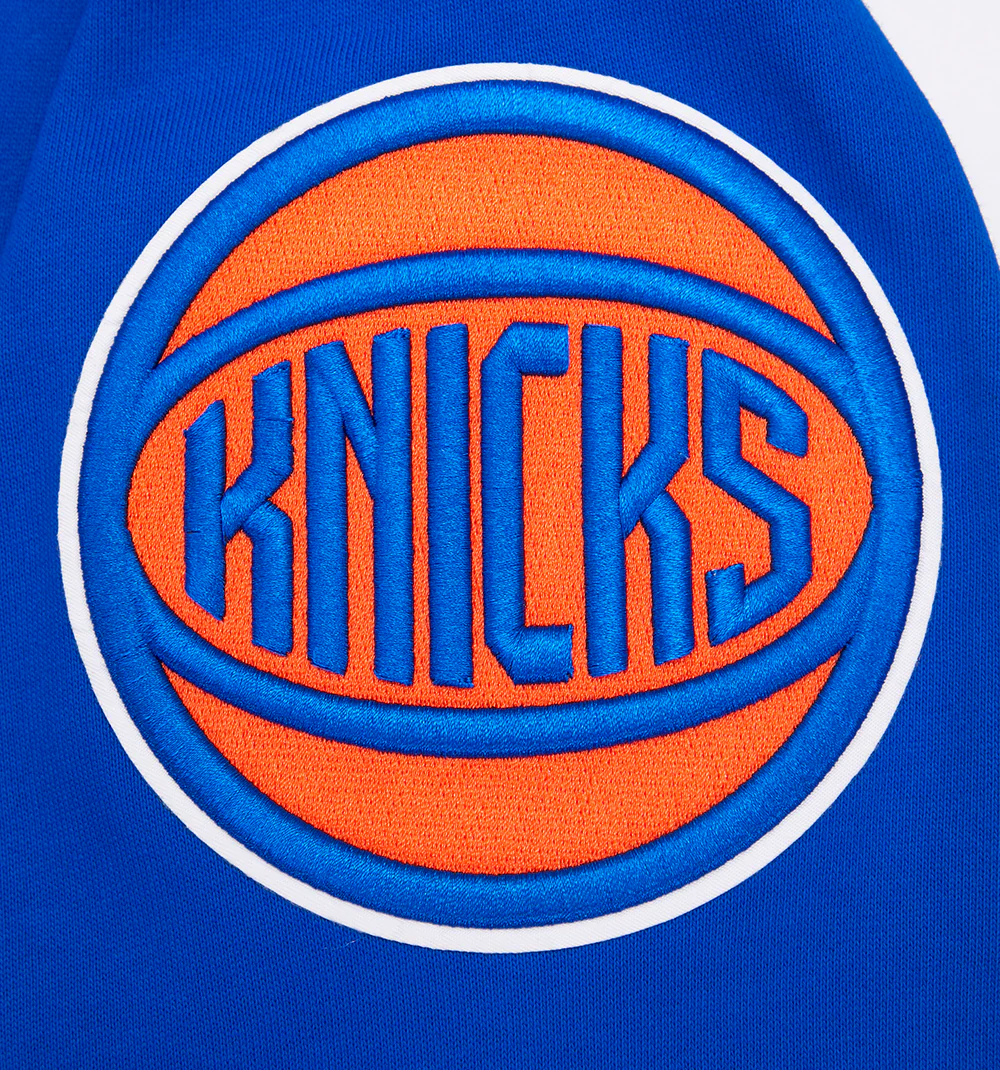 NBA NEW YORK KNICKS TEAM PENNANTS MEN'S RIB FLEECE PULLOVER HOODIE (ROYAL/ORANGE/ROYAL) - Image 8