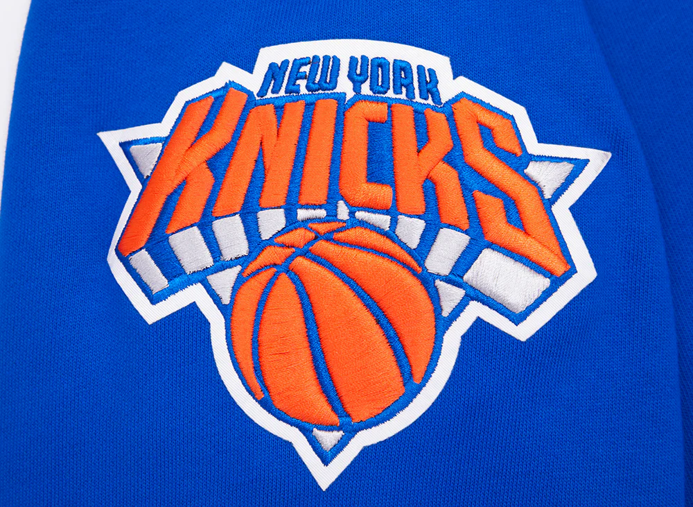 NBA NEW YORK KNICKS TEAM PENNANTS MEN'S RIB FLEECE PULLOVER HOODIE (ROYAL/ORANGE/ROYAL) - Image 9
