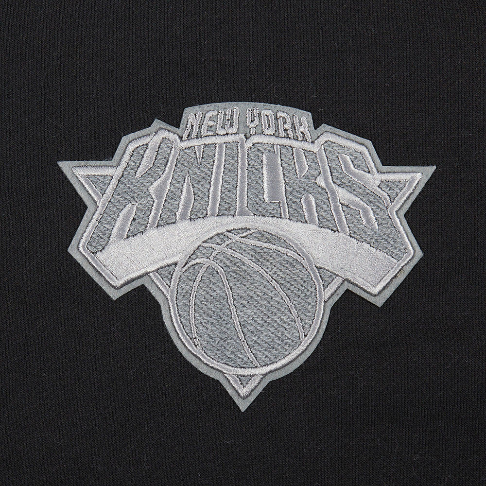 NBA NEW YORK KNICKS REVERSE FRENCH TERRY MEN'S DROP SHOULDER FLEECE PULLOVER HOODIE (BLACK) - Image 5