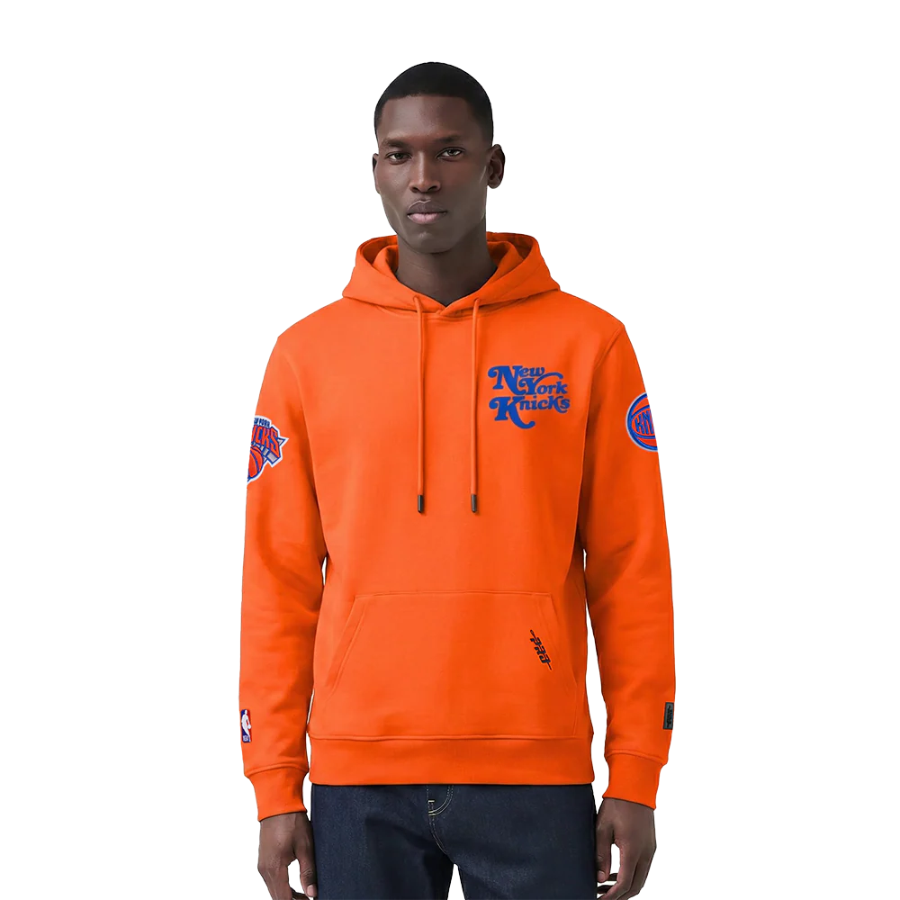 NBA NEW YORK KNICKS SOUVENIR MEN'S FLEECE PULLOVER HOODIE (ORANGE)