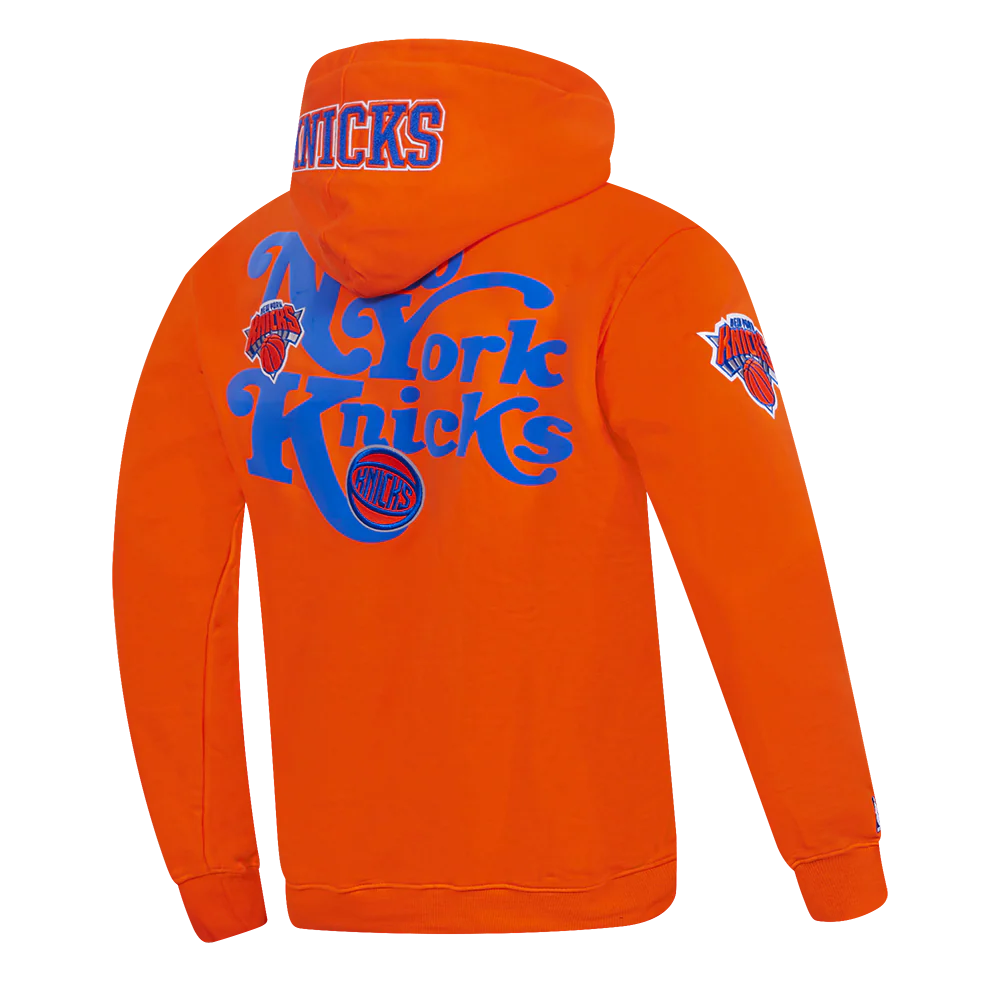 NBA NEW YORK KNICKS SOUVENIR MEN'S FLEECE PULLOVER HOODIE (ORANGE) - Image 8