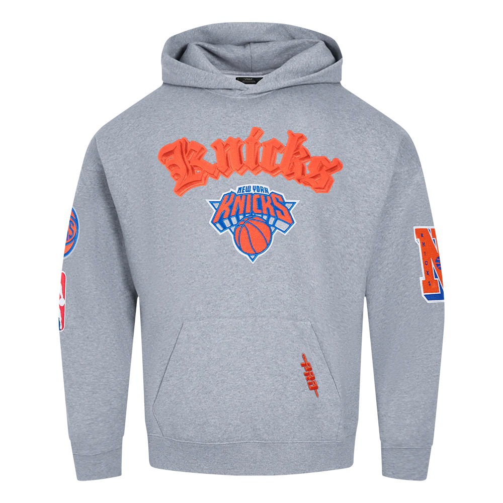 NBA NEW YORK KNICKS BEST OF MEN'S DROP SHOULDER FLC PO HOODIE (DARK HEATHER GRAY)