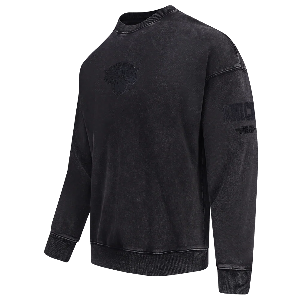 NBA NEW YORK KNICKS WASHED VANGUARD MEN'S ENZYME WASH DROP SHOULDER (WASHED BLACK) - Image 2