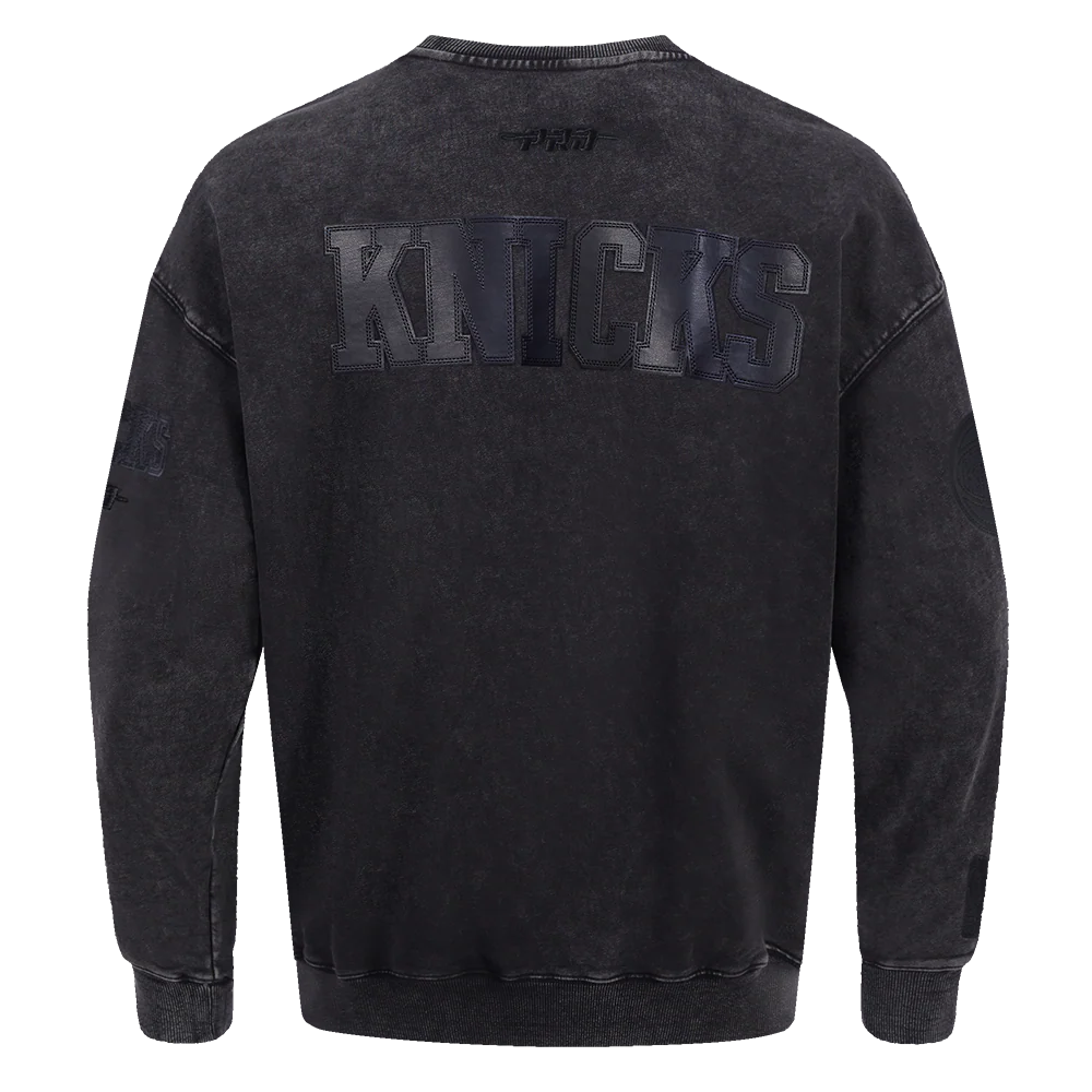 NBA NEW YORK KNICKS WASHED VANGUARD MEN'S ENZYME WASH DROP SHOULDER (WASHED BLACK) - Image 3