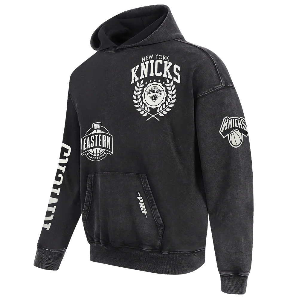 NEW YORK KNICKS STREET TEAM MEN'S ENZYME WASH DS FT PO HOODIE (WASHED BLACK) - Image 3