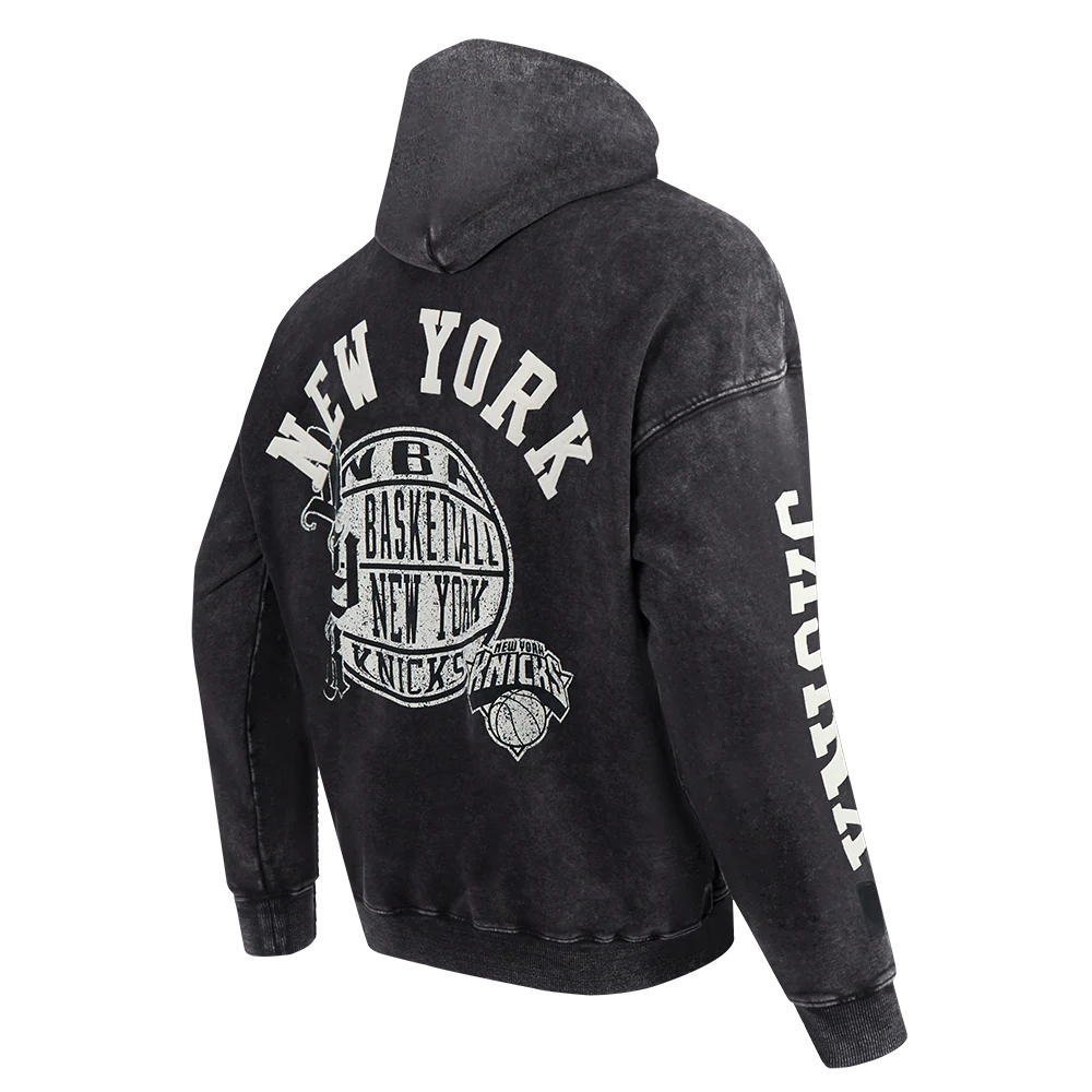 NEW YORK KNICKS STREET TEAM MEN'S ENZYME WASH DS FT PO HOODIE (WASHED BLACK) - Image 4