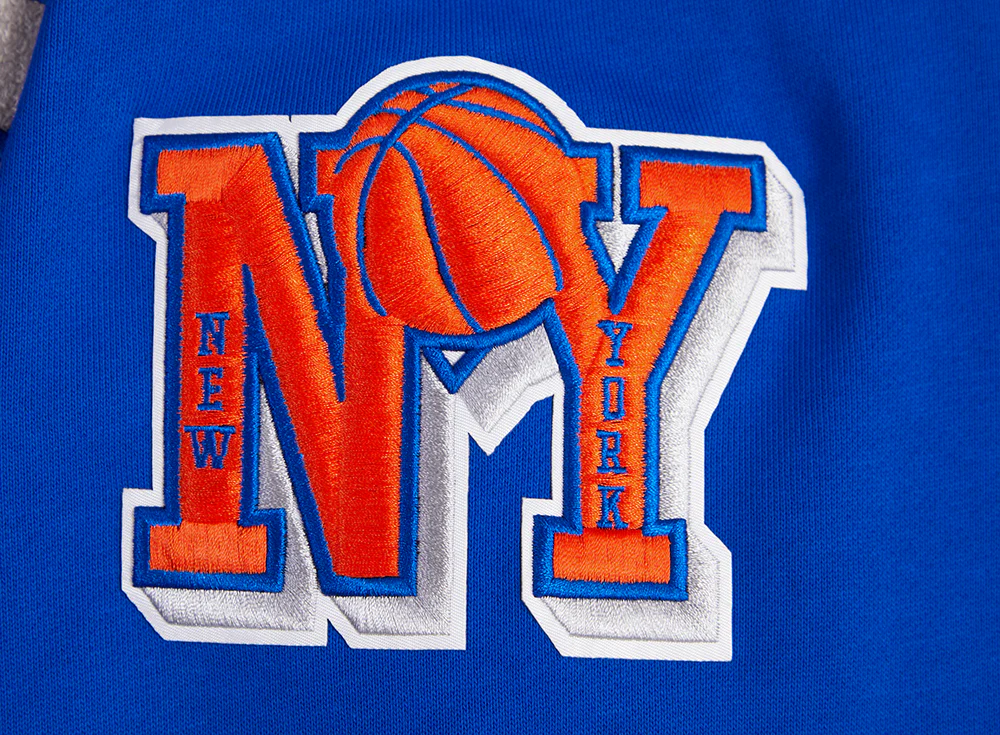 NBA NEW YORK KNICKS RETRO CLASSIC MEN'S PULLOVER HOODIE (ROYAL BLUE/ORANGE) - Image 5