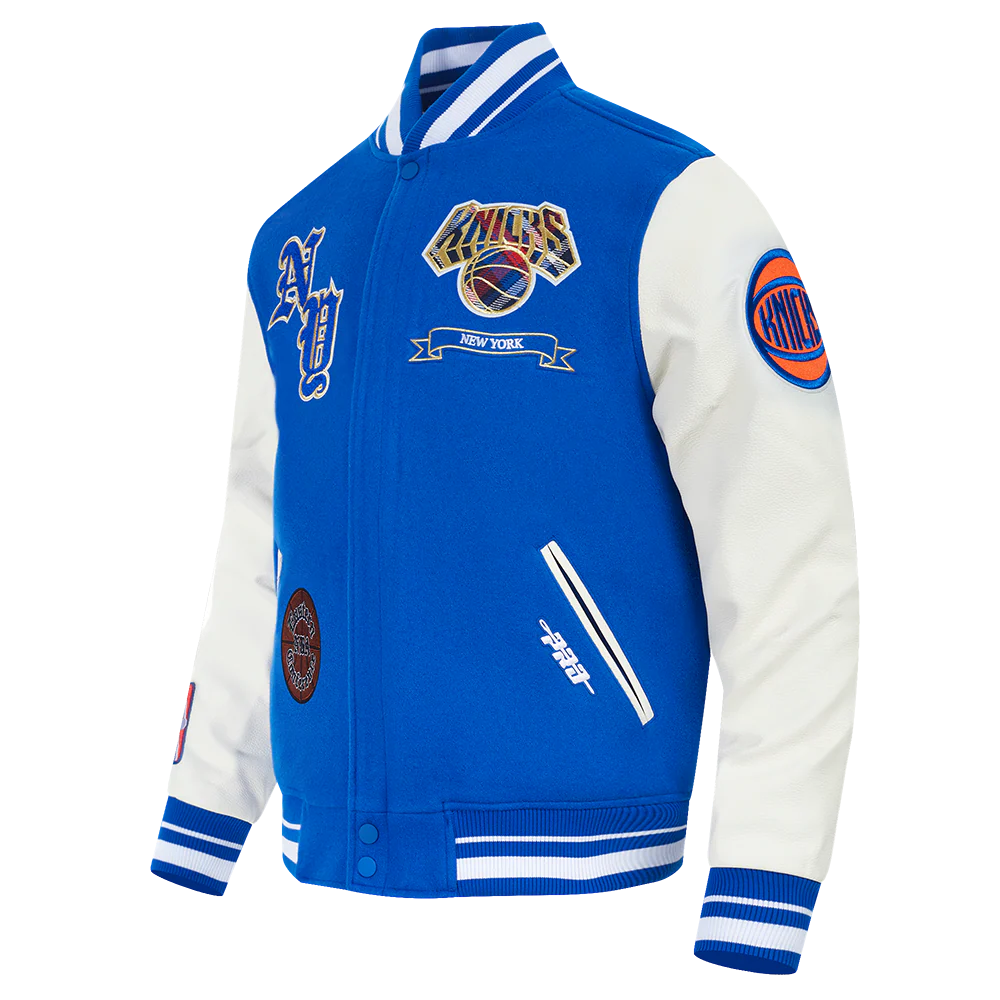 NBA NEW YORK KNICKS PRO PREP MEN'S WOOL VARSITY JACKET (ROYAL BLUE/WHITE) - Image 2