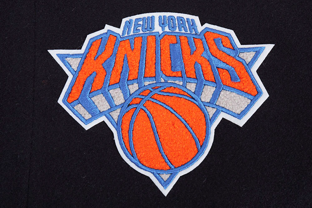 NBA NEW YORK KNICKS SCRIPT TAIL MEN'S RIB WOOL VARSITY (BLACK/ROYAL BLUE/BLACK) - Image 5