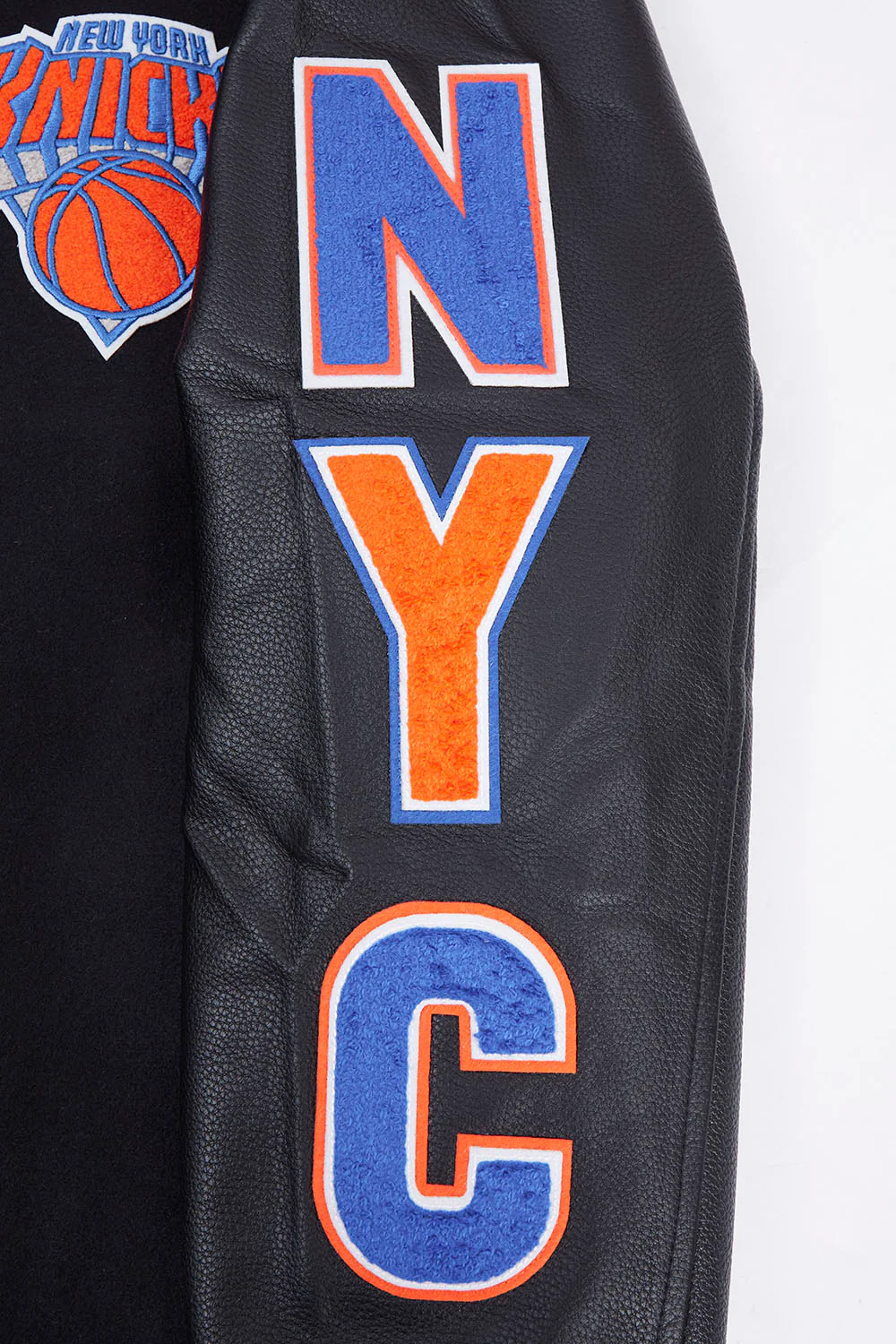 NBA NEW YORK KNICKS SCRIPT TAIL MEN'S RIB WOOL VARSITY (BLACK/ROYAL BLUE/BLACK) - Image 7