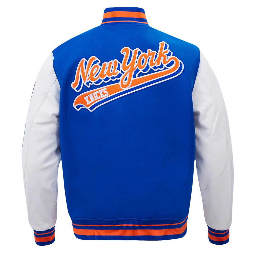 NBA NEW YORK KNICKS SCRIPT TAIL MEN'S RIB WOOL VARSITY (ROYAL/ORANGE/ROYAL) - Image 3