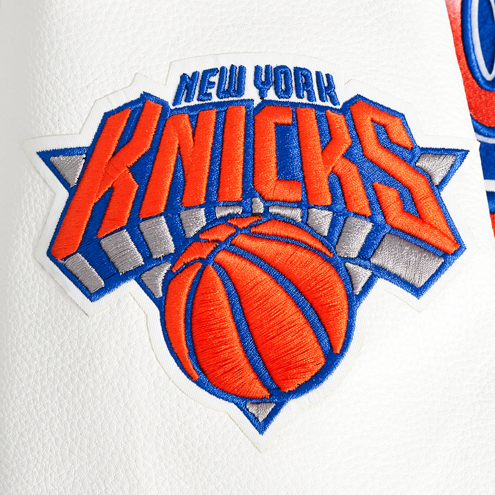 NBA NEW YORK KNICKS TURN IT UP MEN'S RIB WOOL VARSITY JACKET (ROYAL/ORANGE/ROYAL) - Image 6