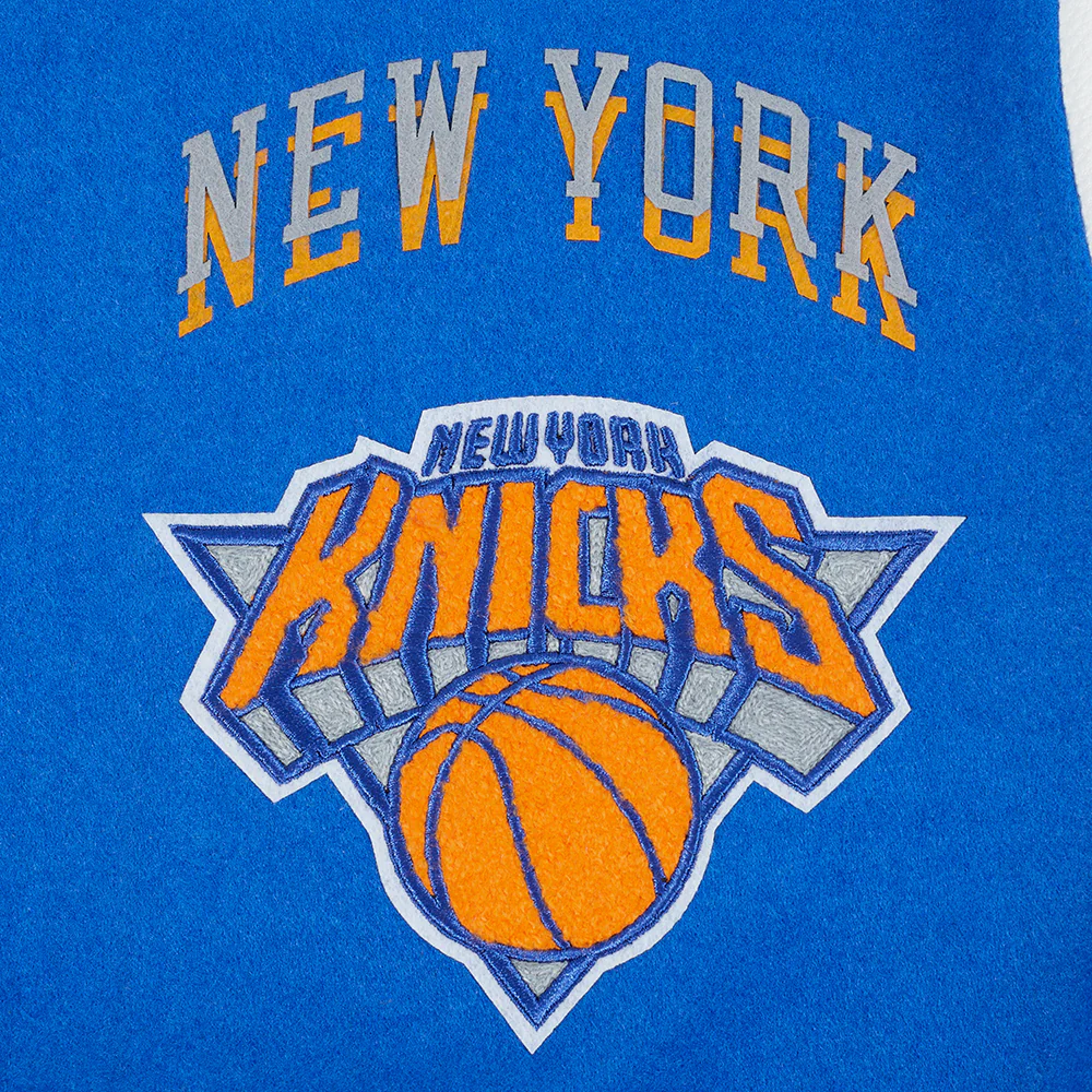 NBA NEW YORK KNICKS CITY EDITION 24-25 MEN'S WOOL VARSITY JACKET (ROYAL BLUE/WHITE) - Image 5