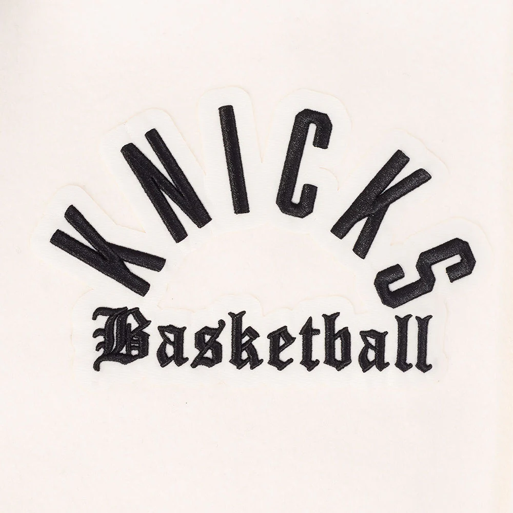 NBA NEW YORK KNICKS MODERN ORIGINALS MEN'S RIB WOOL VARSITY JACKET (EGGSHELL/ROYAL BLUE) - Image 8