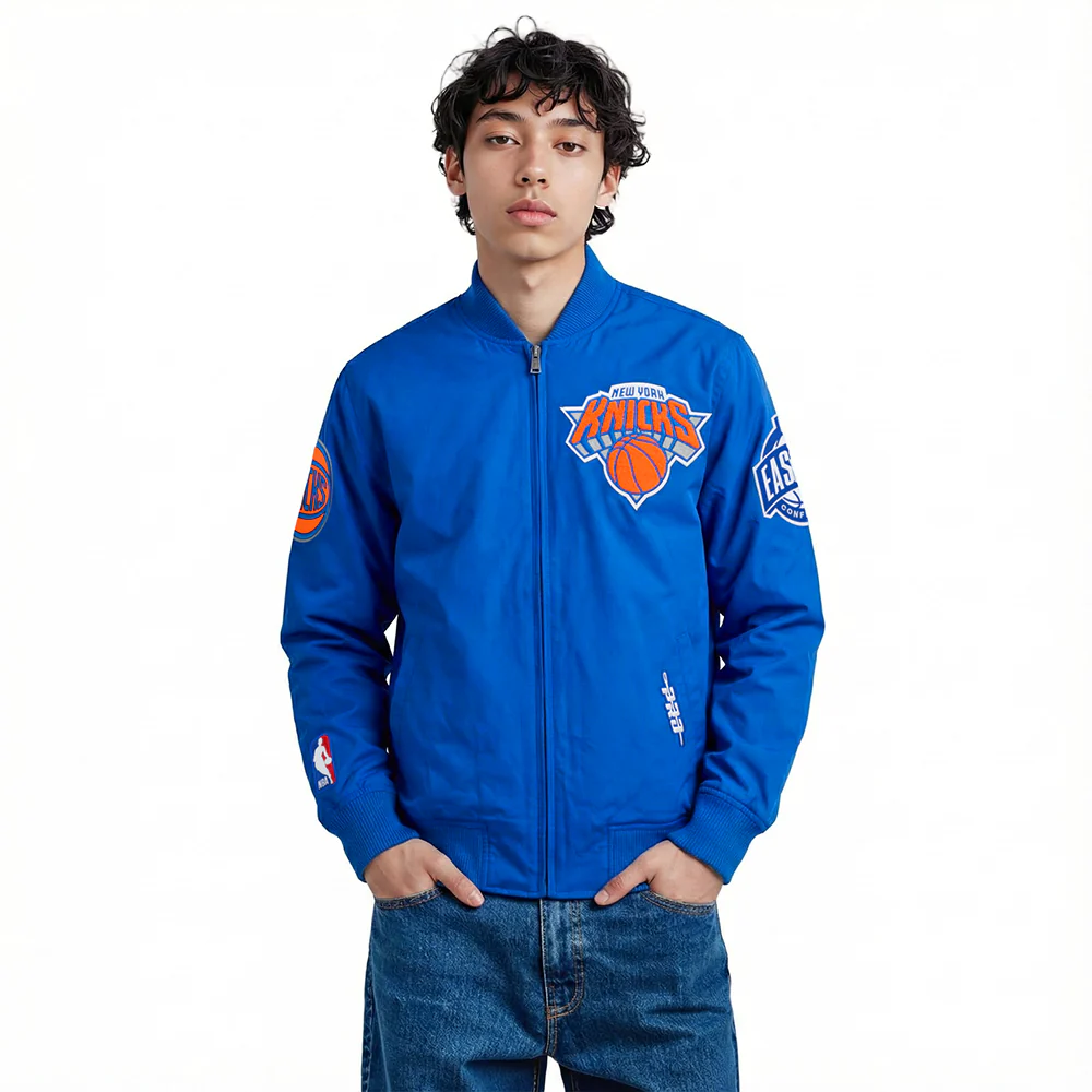 NBA NEW YORK KNICKS LIVING LARGE MEN'S TWILL JACKET (ROYAL BLUE) - Image 2