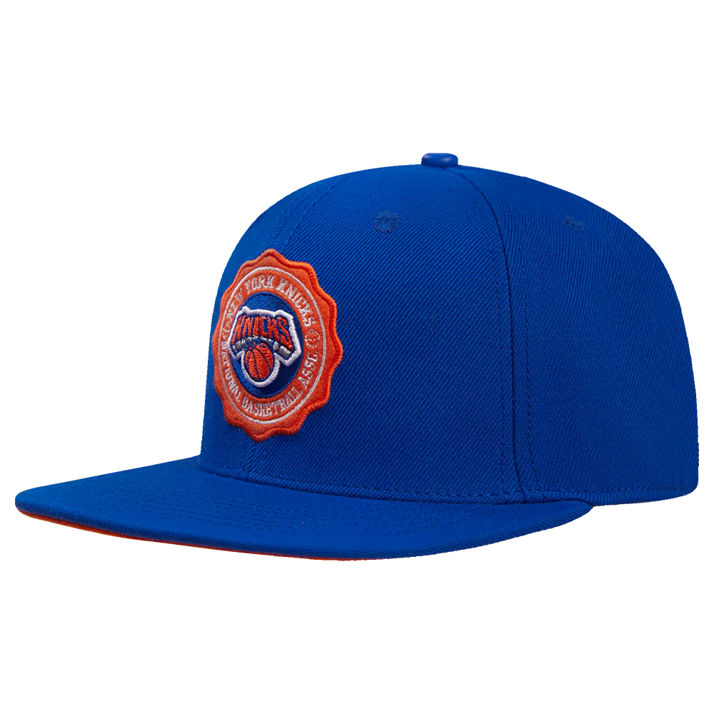 NBA NEW YORK KNICKS CREST EMBLEM WOOL SNAPBACK HAT (ROYAL BLUE) - Image 3