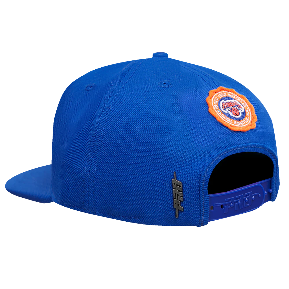 NBA NEW YORK KNICKS CREST EMBLEM UNISEX WORDMARK WOOL SNAPBACK HAT (ROYAL BLUE) - Image 4