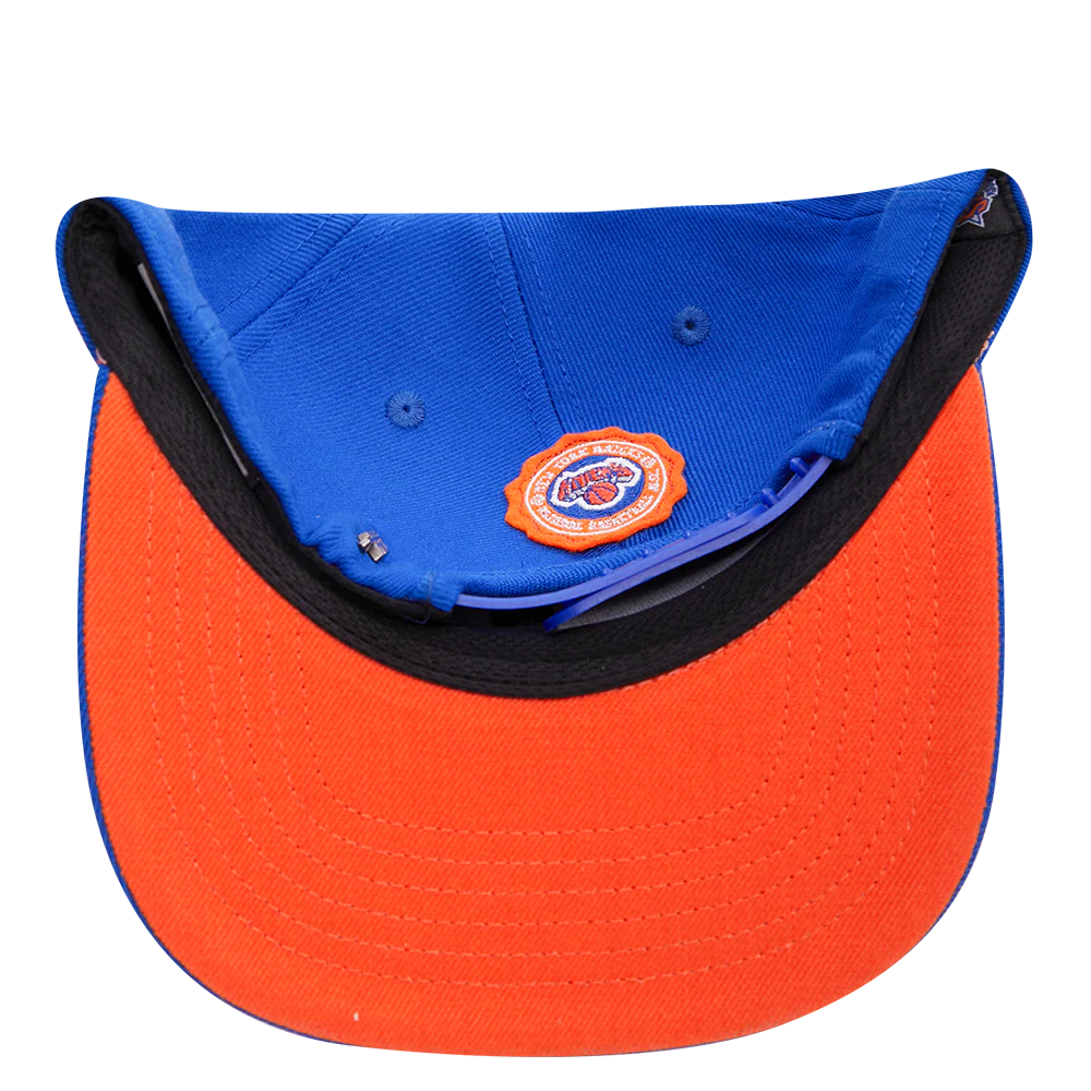 NBA NEW YORK KNICKS CREST EMBLEM UNISEX WORDMARK WOOL SNAPBACK HAT (ROYAL BLUE) - Image 7