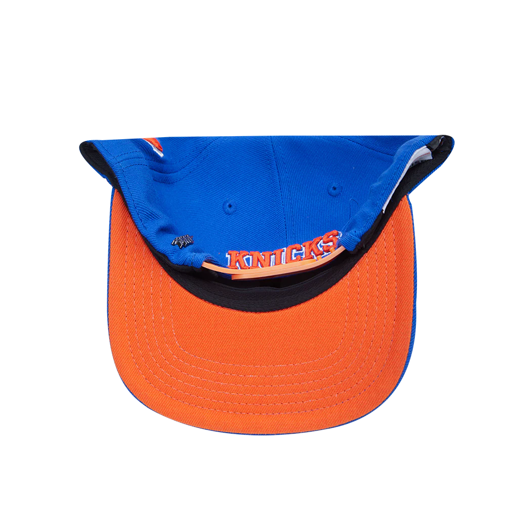 NBA NEW YORK KNICKS OLD ENGLISH UNISEX 6 PANEL SNAPBACK HAT (ROYAL BLUE) - Image 7