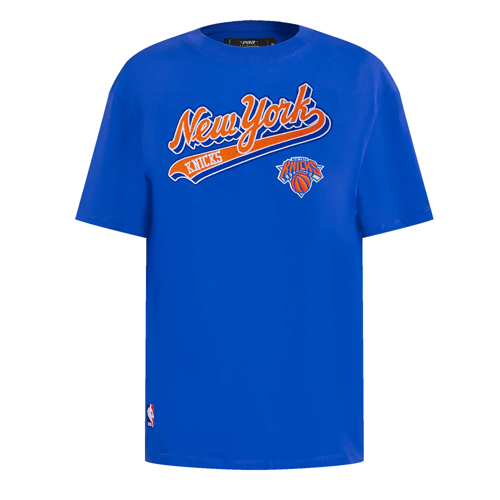 NBA NEW YORK KNICKS SCRIPT TAIL WOMEN'S BOYFRIEND TEE (ROYAL BLUE)