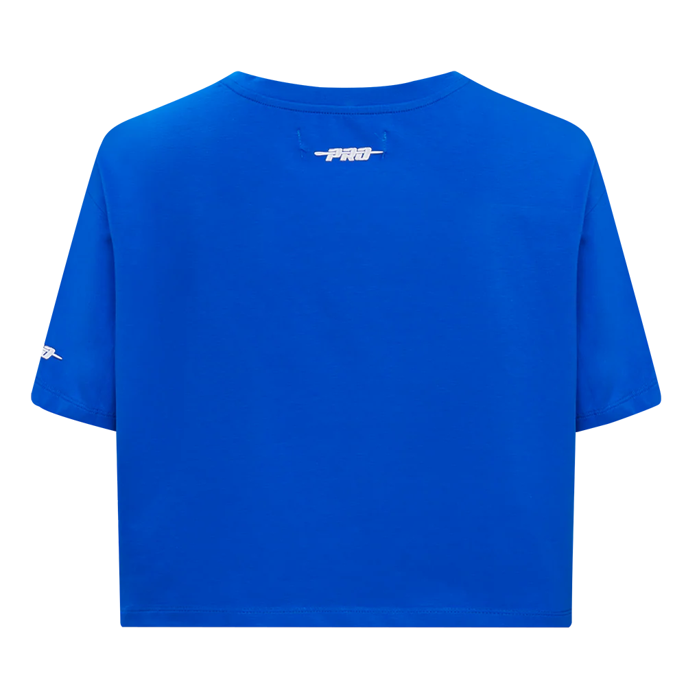 NBA NEW YORK KNICKS RETRO ELEVATION WOMEN'S SINGLE JERSEY BOXY TEE (ROYAL BLUE) - Image 3