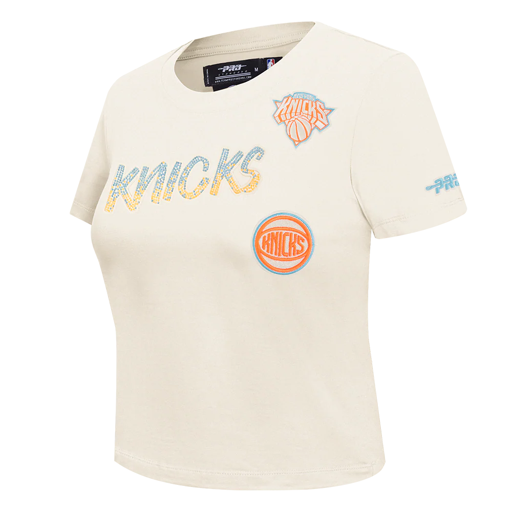 NBA NEW YORK KNICKS HIGH IMPACT WOMEN'S BABY DOLL TEE (EGGSHELL) - Image 2