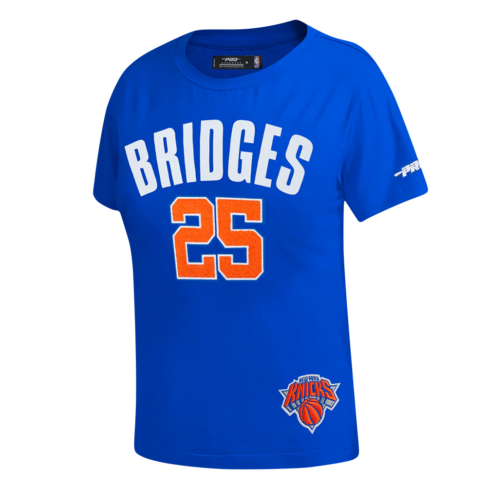 NBA NEW YORK KNICKS MIKAL BRIDGES #25 CLASSIC PLAYER NAME AND NUMBER WOMEN'S SJ SLIM FIT TEE - Image 2