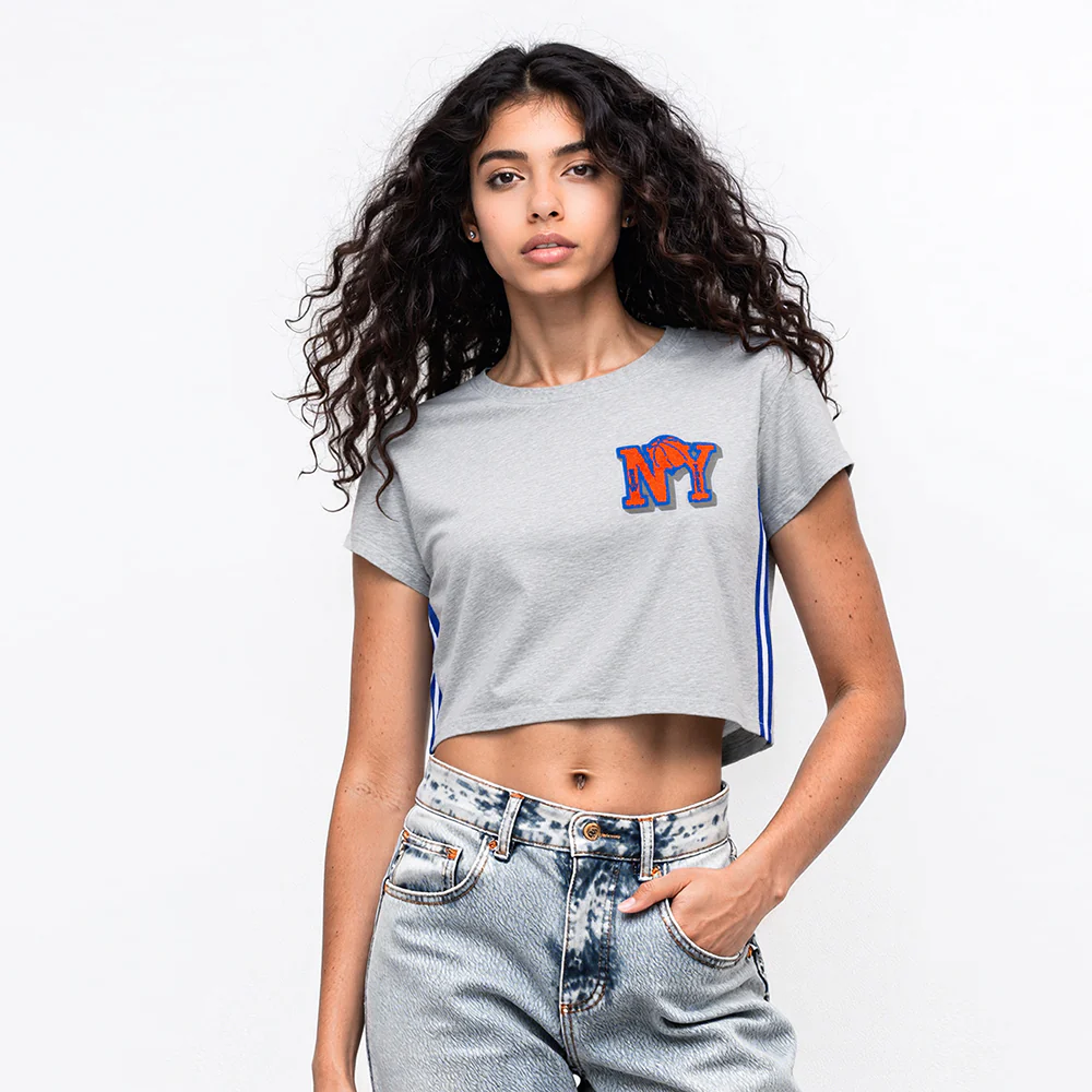NBA NEW YORK KNICKS MASHUP WOMEN'S BOXY TEE (HEATHER GREY)