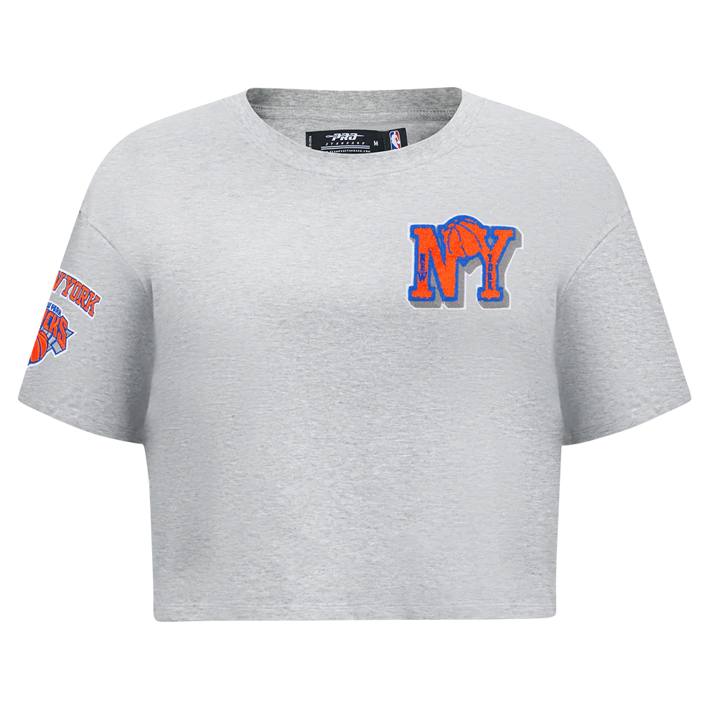 NBA NEW YORK KNICKS MASHUP WOMEN'S BOXY TEE (HEATHER GREY) - Image 3