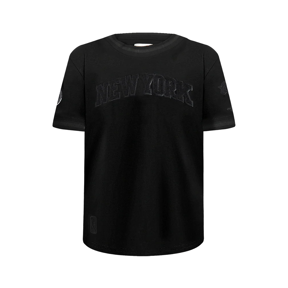 NBA NEW YORK KNICKS TRIPLE BLACK BIG BOYS SS STRIPED RIB TEE (JET BLACK)