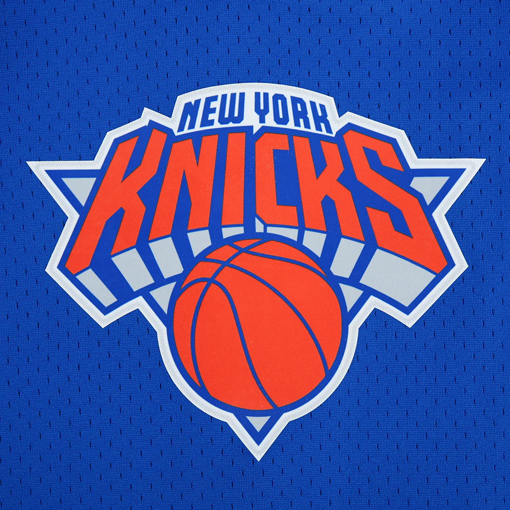 NBA NEW YORK KNICKS JALEN BRUNSON #11 CLASSIC PNN BIG BOY'S MESH BUTTON DOWN SHIRT (ROYAL BLUE/ORANGE) - Image 9