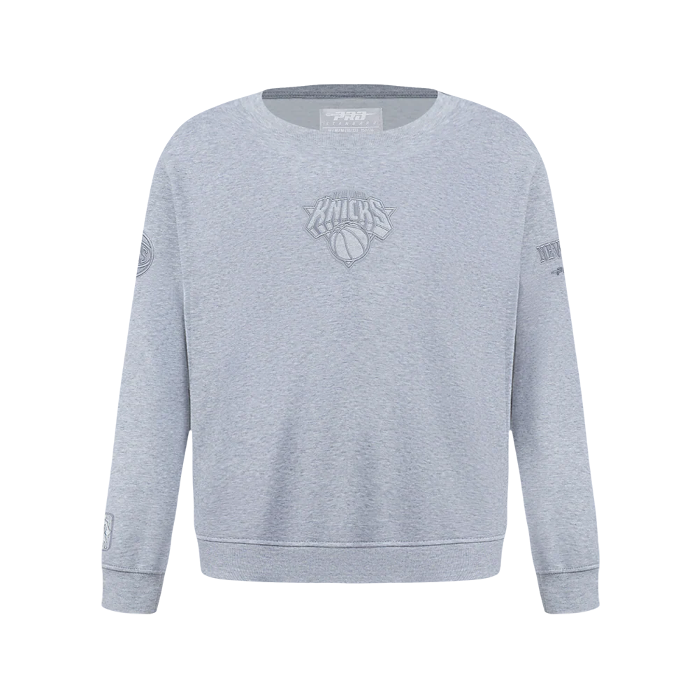 NBA NEW YORK KNICKS NEUTRAL BIG BOYS FLC CREWNECK (DARK HEATHER GRAY)