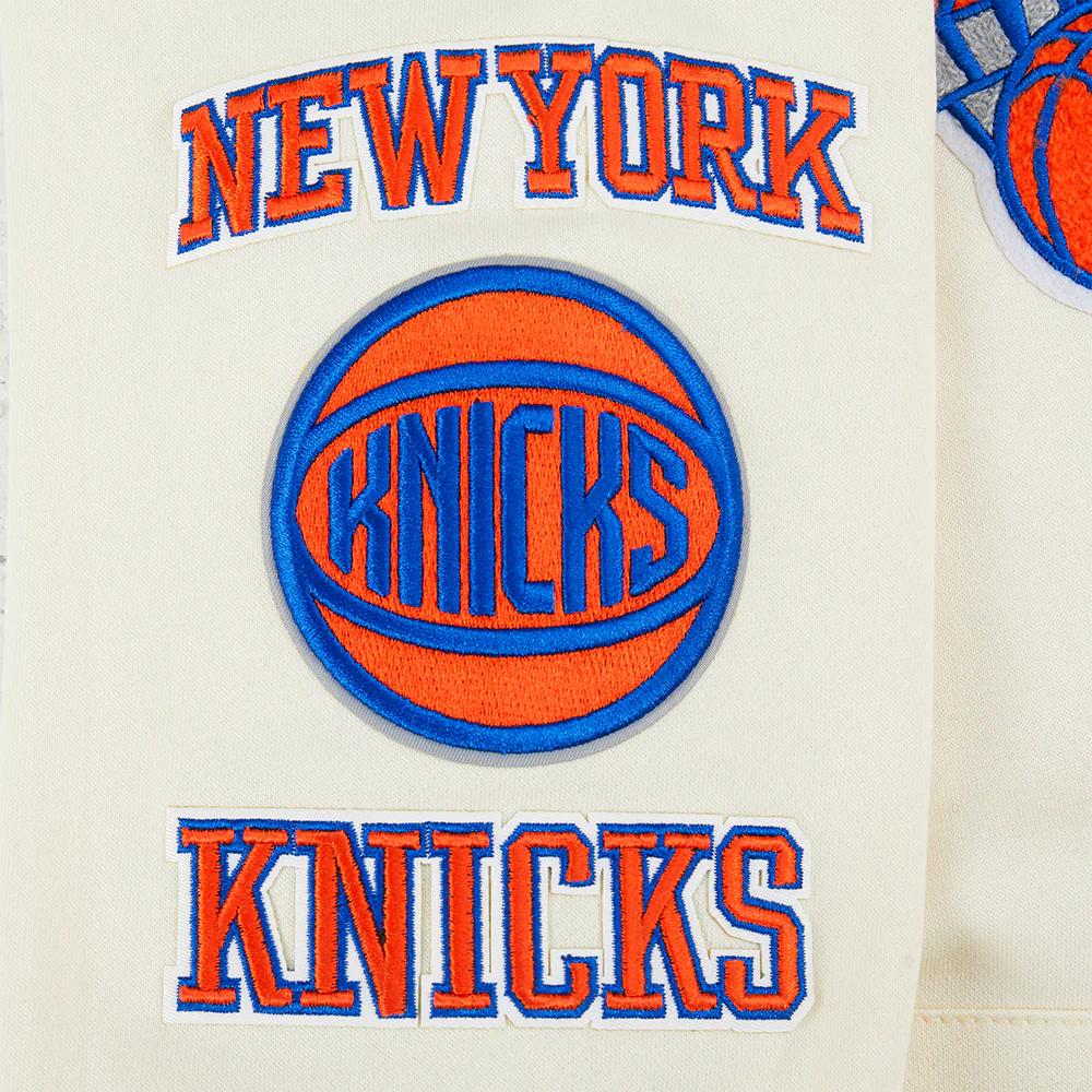 NBA NEW YORK KNICKS RETRO CLASSIC BIG BOYS RIB FLEECE PULLOVER HOODIE (EGGSHELL/ROYAL BLUE) - Image 3