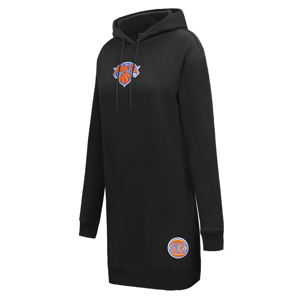 NBA NEW YORK KNICKS CLASSIC WOMEN'S FLC HOODIE DRESS (BLACK) - Image 5
