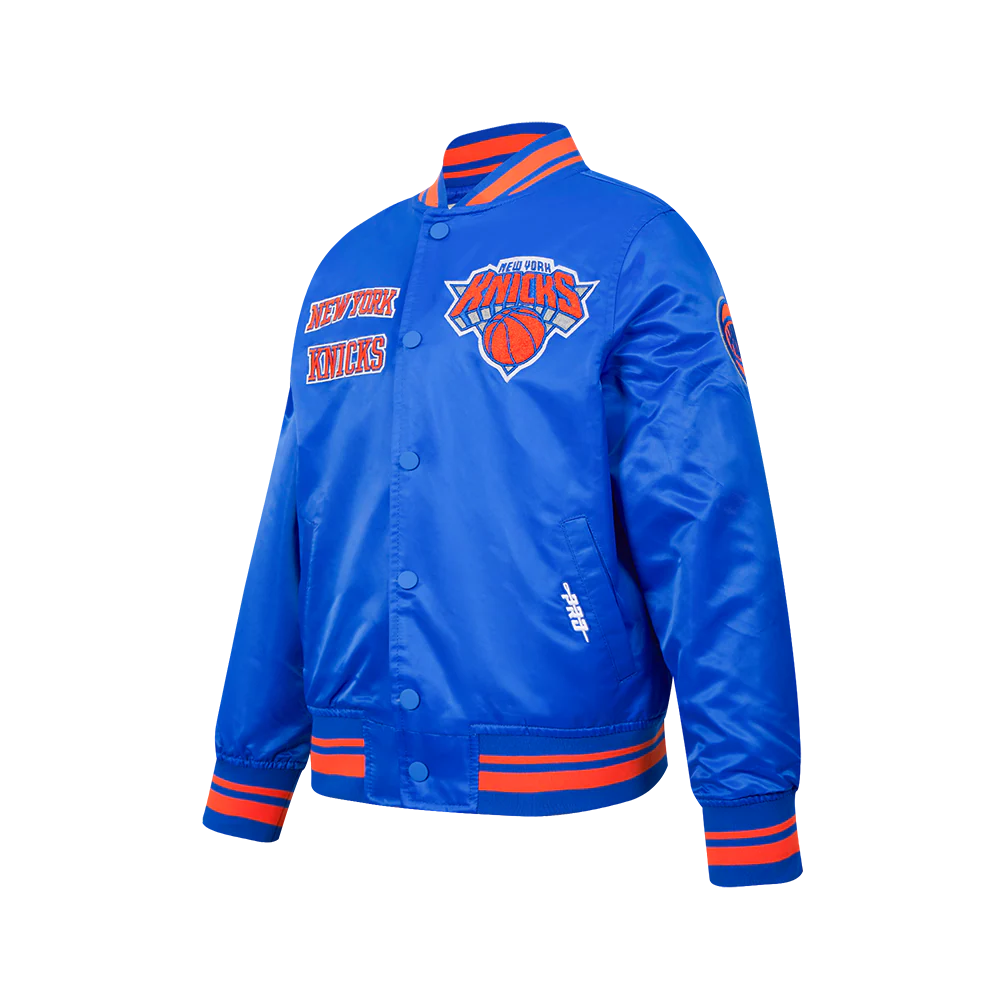 NBA NEW YORK KNICKS RETRO CLASSIC BIG BOYS RIB SATIN JACKET (ROYAL/ORANGE/ROYAL) - Image 2