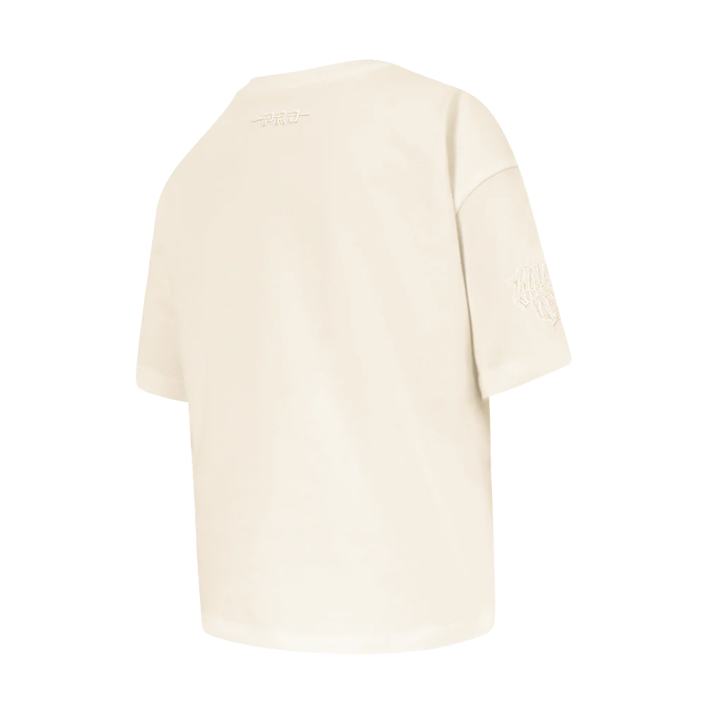 NBA NEW YORK KNICKS NEUTRAL BIG GIRLS SHORT SLEEVE BOXY TEE (EGGSHELL) - Image 4