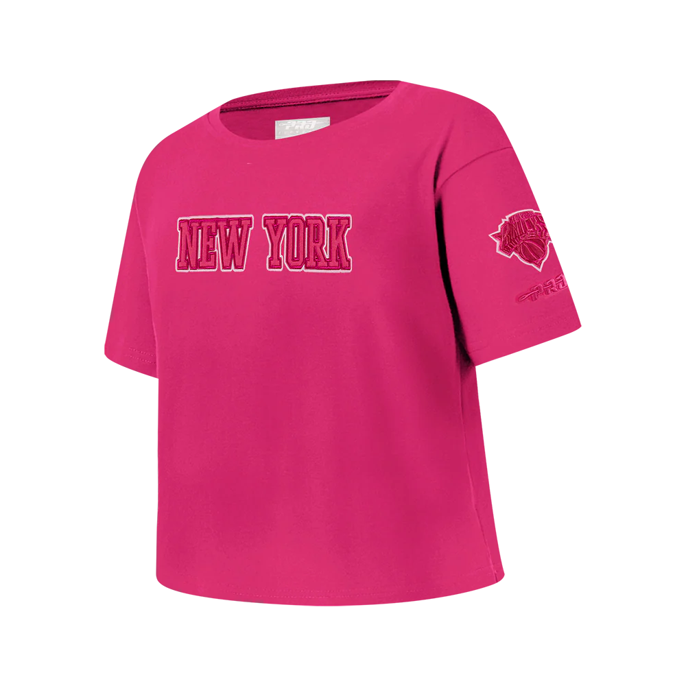 NBA NEW YORK KNICKS TRIPLE PINK BIG GIRLS SHORT SLEEVE BOXY TEE (BEETROOT PURPLE) - Image 2