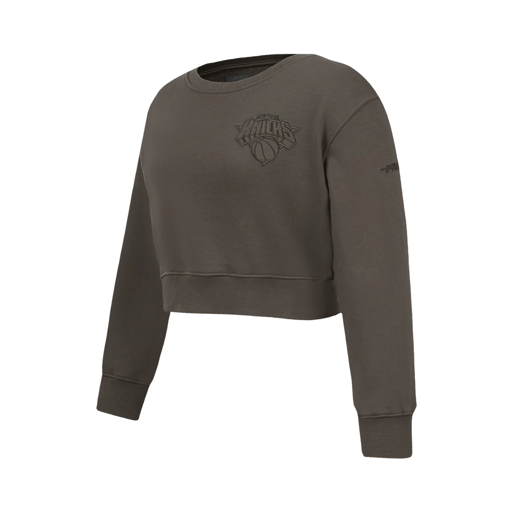 NBA NEW YORK KNICKS NEUTRAL BIG GIRLS FLC CREWNECK (DARK TAUPE) - Image 2