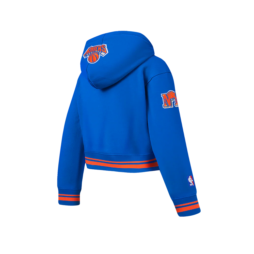 NBA NEW YORK KNICKS RETRO CLASSIC BIG GIRLS RIB FLEECE PULLOVER HOODIE (ROYAL/ORANGE/ROYAL) - Image 4