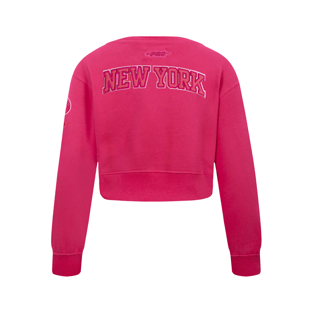 NBA NEW YORK KNICKS TRIPLE PINK BIG GIRLS FLEECE CREWNECK (BEETROOT PURPLE) - Image 3